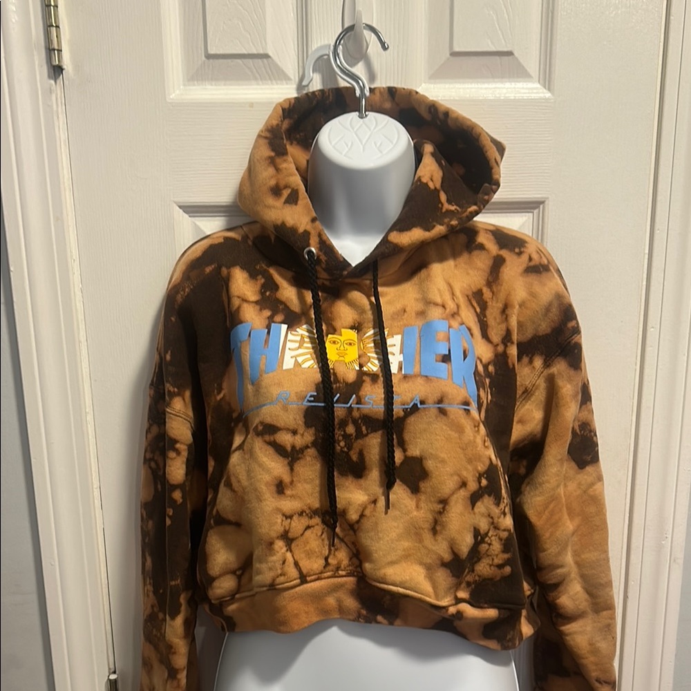 Thrasher Brown and Tan Tie-Dye Hoodie